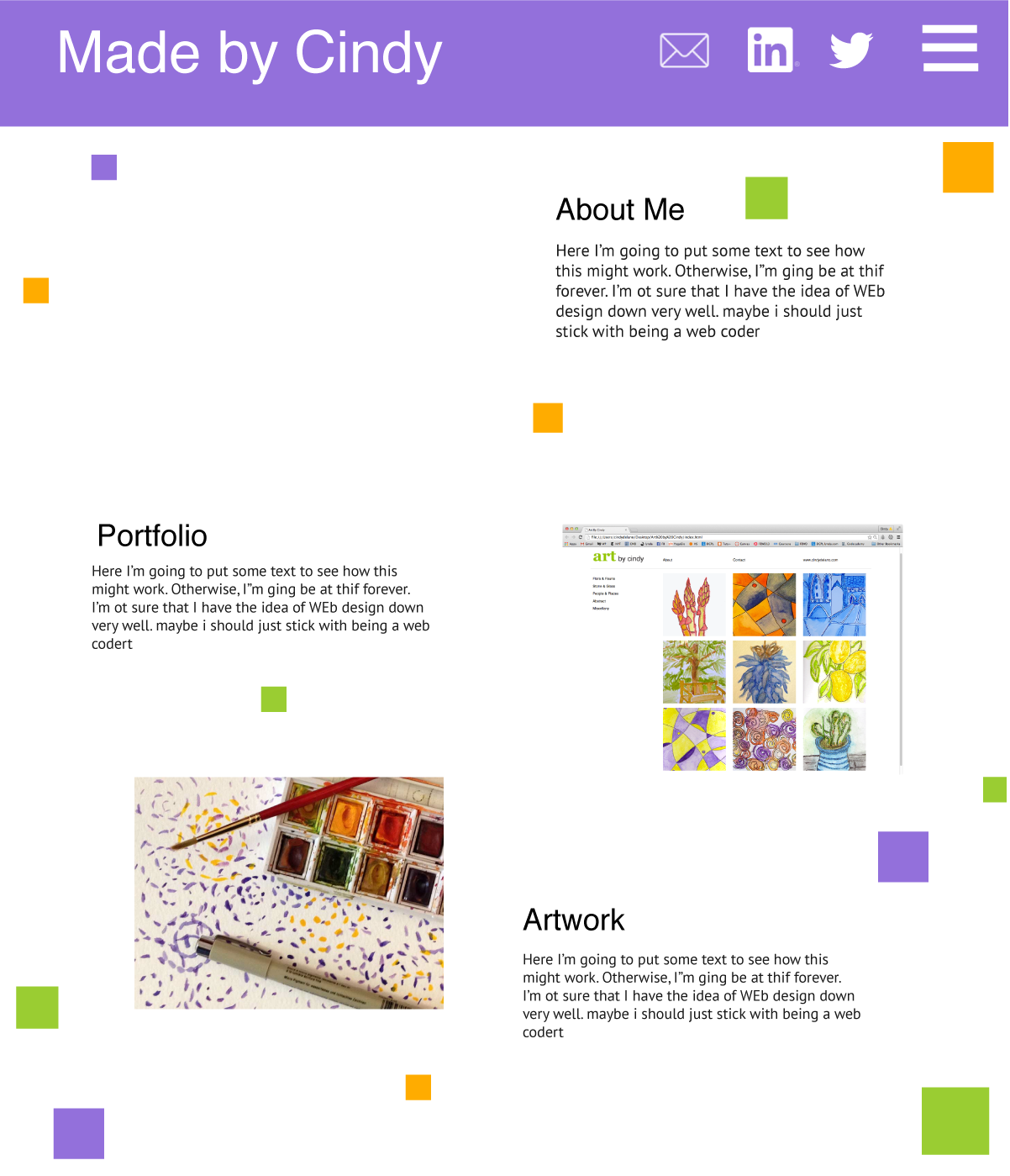 color image of a draft mockup of a Web site