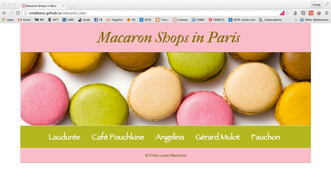 screenshot of macaron bakeries site